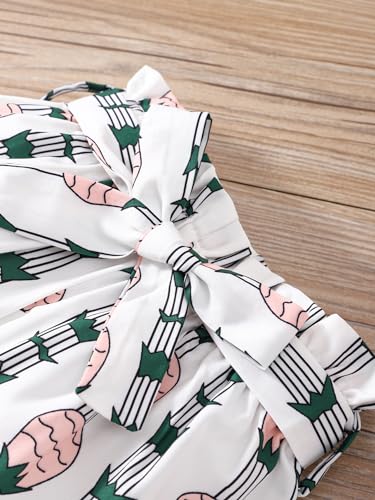 Image of Agitation Girls Summer Sets with Cold Shoulder T-shirt Elastic Paperbag Waist Shorts Headband 3pcs with 2 Sets Gifts for Kids