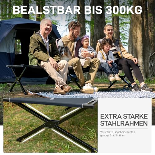 EVER ADVANCED Feldbett Klappbar 214cm x106cm 300KG Belastbar Klappbett XXL Groß & Breit Stabiles Campingbett für Camping Reisen Indoor Outdoor Strand und Garten