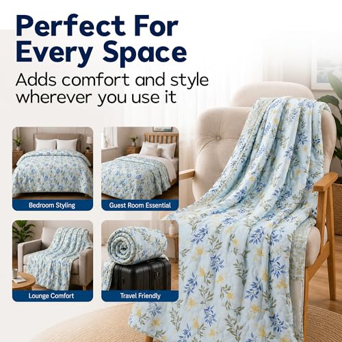 Image of DECORUM Cloud Cotton Double Bed Comforter 90x90 Inch 250 GSM | Ultrasonic Quilted AC Blanket | Lightweight All Season Microfiber Quilt | Ultra Soft & Warm Bedding
