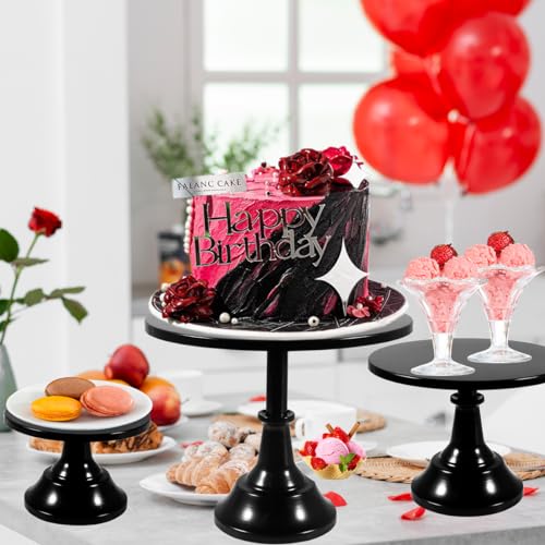 Cake Stand,7Pcs Round Metal Cake Display Stand 8/10/12Inch Dessert Table Decorations Set Cupcake Holder Party Serving Plate for Baby Shower ,Wedding ,Birthday Party ,Anniversary (Black) - Image 3