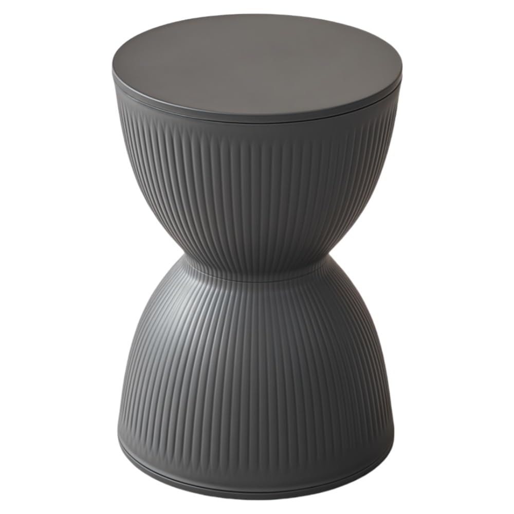 SXZenSpace Bedroom Furniture Colorful Hourglass-Shaped Side Table, Stylish NightStand, Drum Stool, Simple Shoe Bench, Round Coffe Table for Living Room, Bedroom, Restaurant(Gray)