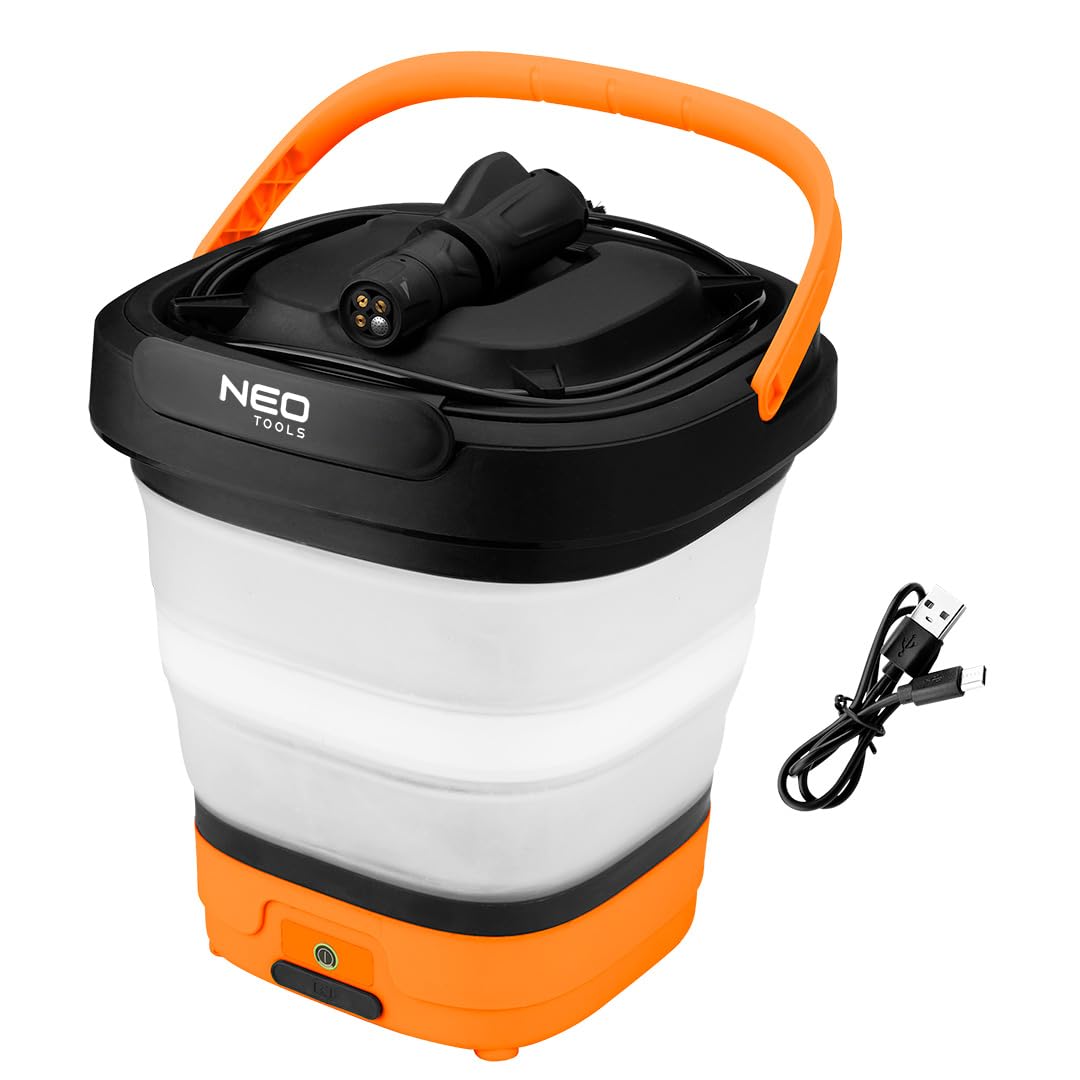 NEO TOOLS Przenośna myjka ciśnieniowa ze zbiornikiem na wodę 12 l | Przenośny, 5 bar, 12 V, akumulator, w zestawie oszczędzający miejsce składany kosz