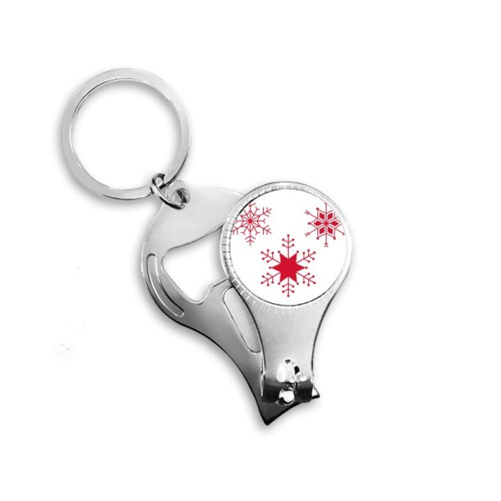 Pince à ongles flocon de neige rouge en acier robuste avec anneau porte-clés intégré