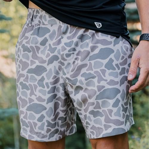 Image of River Rock Grey Everyday Shorts - Deer Camo Pockets
