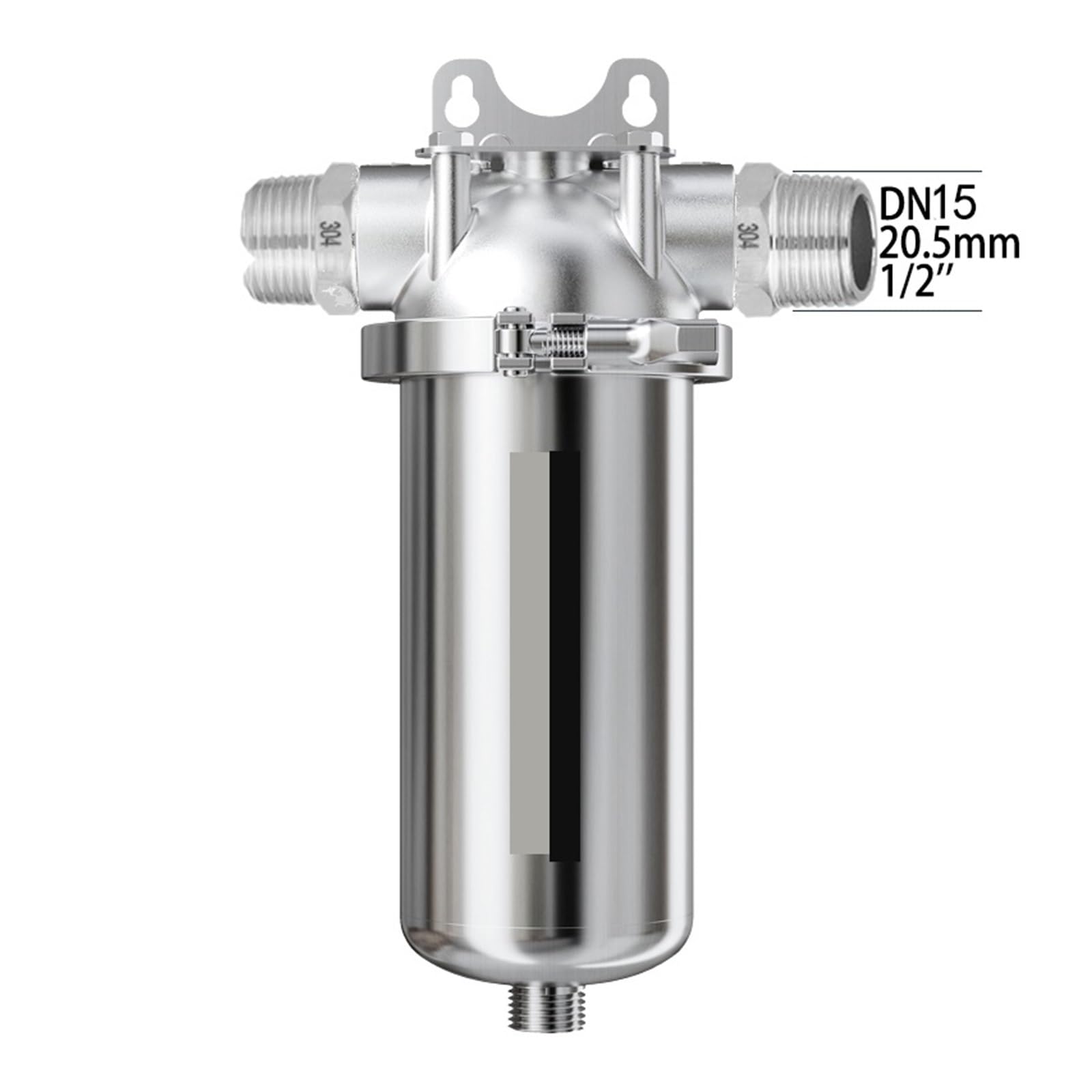 Prefiltro da 6 pollici purificatore for tutta la casa Spin Down filtro for l'acqua dei sedimenti di prefiltro centrale controlavaggio maglia di acciaio inossidabile Sostituzione sottolavello(DN15)