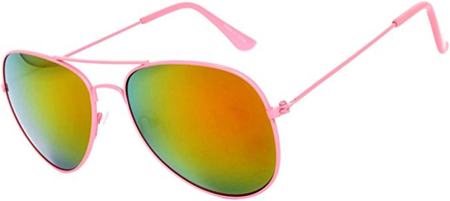Classic Aviator Style Colored Lens Sunglasses Metal Frame