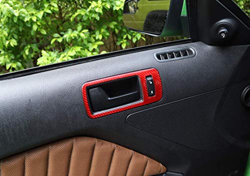 Highitem Red Soft Carbon Fiber Full Set Interior Decoration Cover Trim Kit For Ford Mustang 2009-2013 (Inner Door Handle Frame Trim) #TOP4