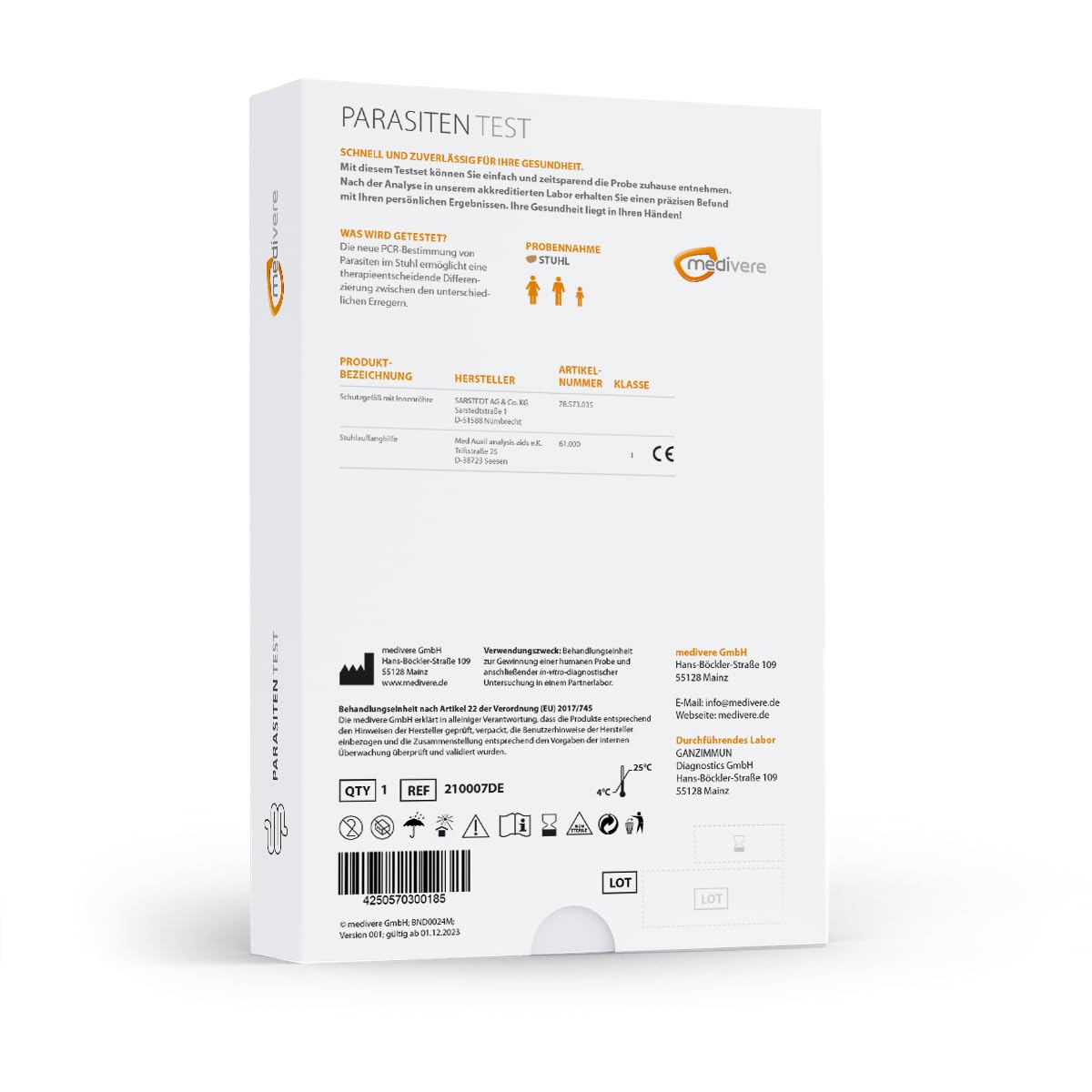 medivere Labordiagnostik Parasiten Stuhltest - Früherkennung von parasitären Infektionen und Förderung der Darmgesundheit durch PCR-Bestimmung