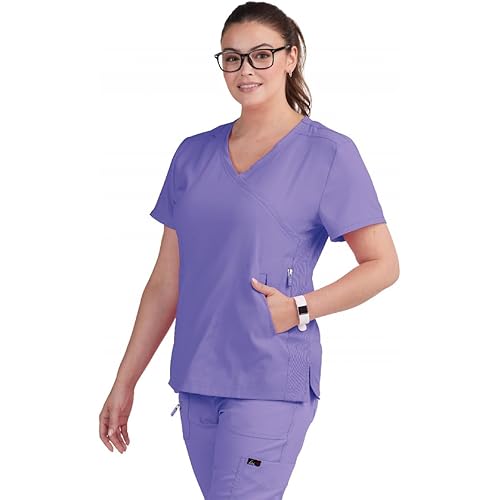 KOI Lite Philosophy Women's 3-Pocket Mock-Wrap Scrub Top