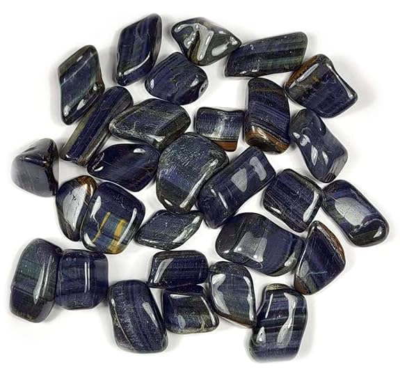 HQRP Natural Blue Tiger Eye Cabochon Pebbles Chatoyant Gemstone Mineral Cabs Polished Quartz Crystal Hawk's Eye Tumbled Stone from Africa - 5 PCS