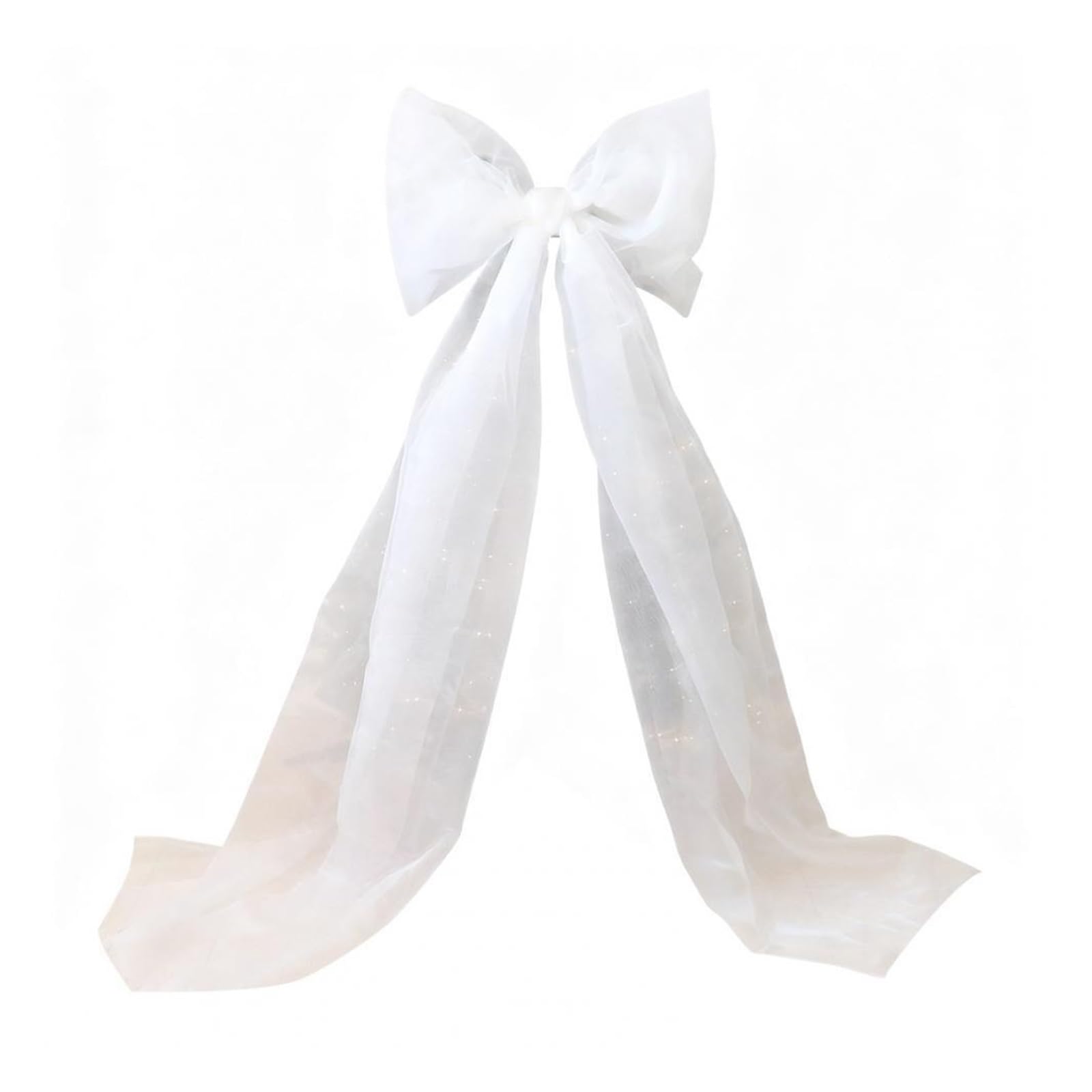 MFESFCS Giant Bow Decorations Mesh Bow Extra Topper Bow With Long Streamers Holiday Mesh Decoration Festive For Weddings(White)