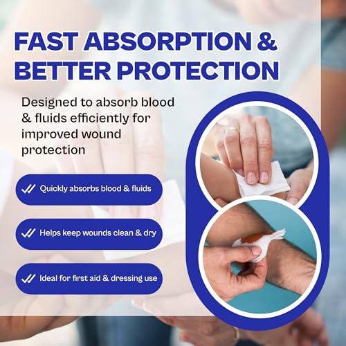 Image of LIFEMED Non-Sterile Gauze Swabs 10 x 10 cm, 12 Ply Cotton Medical Gauze Pads for Wound Dressing & First Aid (Pack of 100)