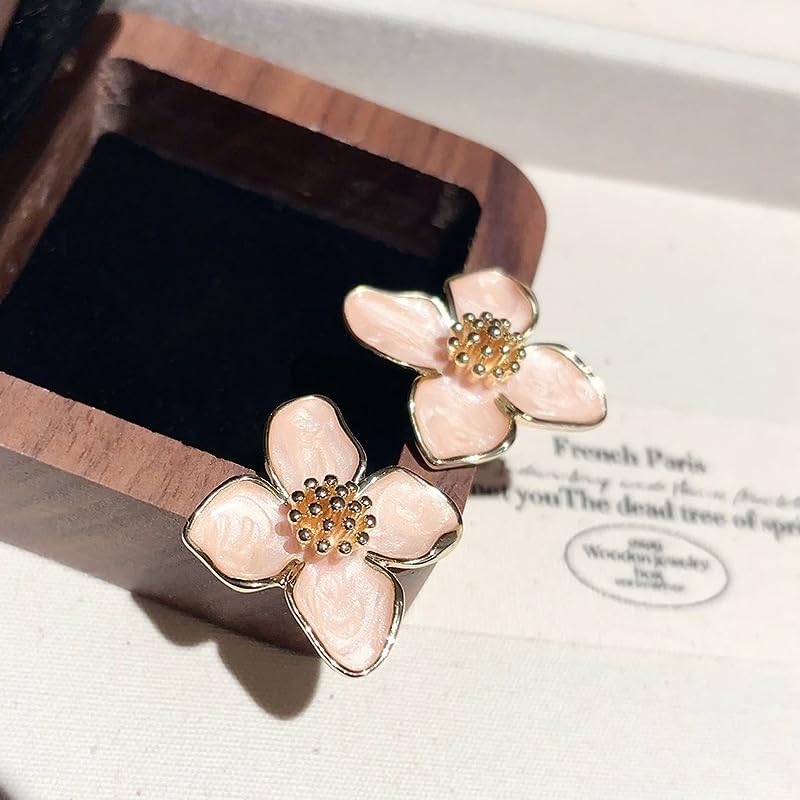 Vintage Flower Stud Earrings Cute Boho Elegant Enamel Flower Statement Earrings Birthday Christmas Jewelry Gift - Image 6