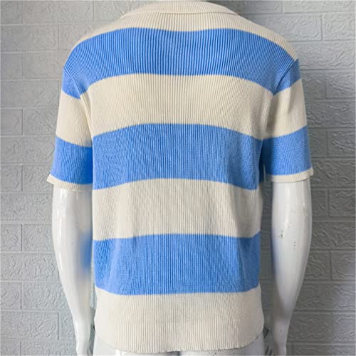 Men's Knit Sweaters Short Sleeve Pullover Tops Casual Polo Sweater3