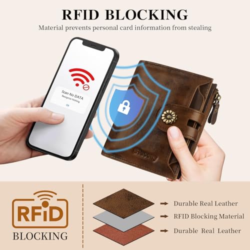 Image of Wallet Women,RFID Blocking Womens Wallet,Leather Bifold Compact Small Wallet for Women Card Holder with Zip Coin Pocket(browncoffee)