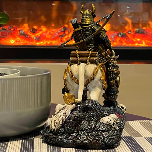 Estatua de samurái y león blanco en resina para decoración miniatura 6