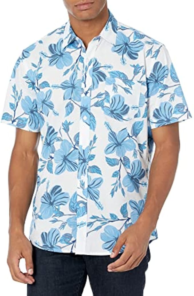 Amazon Essentials Men's Regular-Fit Short-Sleeve Print Shirt