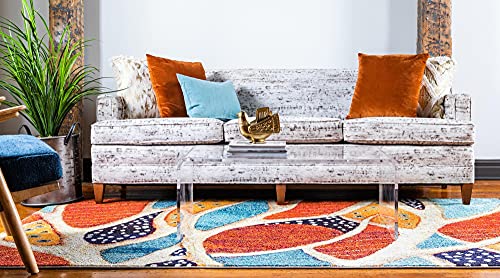 Unique Loom Positano Collection Coastal Modern Abstract Oceanic Rust Red Area Rug (9' x 12') - Image 4