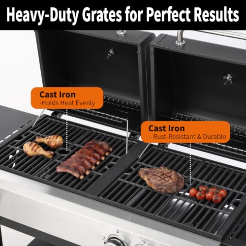 Propane Gas and Charcoal Combo Grill with Side Burner - Image 4