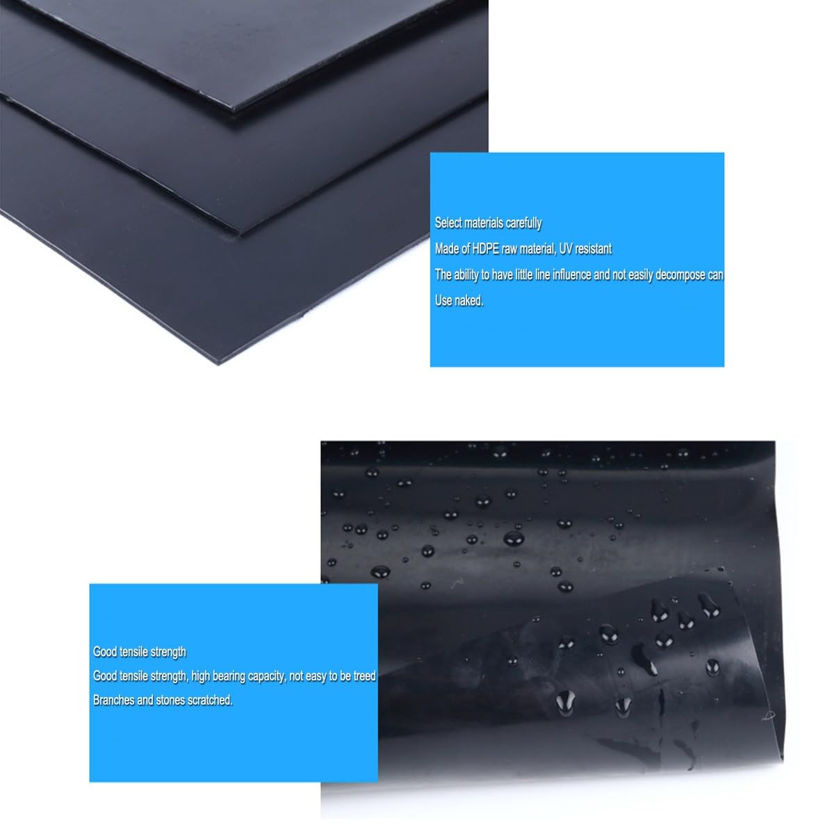 Revestimiento flexible de polietileno de alta densidad para estanques, membrana impermeable de 0,12 mm de grosor, para estanques, cascadas y agricultura, fácil de instalar, disponible en tamaños de 5