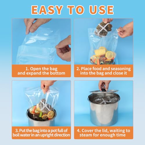 WRAPOK Seafood Boil Bags 5 Pack Small Cooking Bag Seasoning Storage Bag for Crab Fish Crawfish, 12 x 9.8 Inch