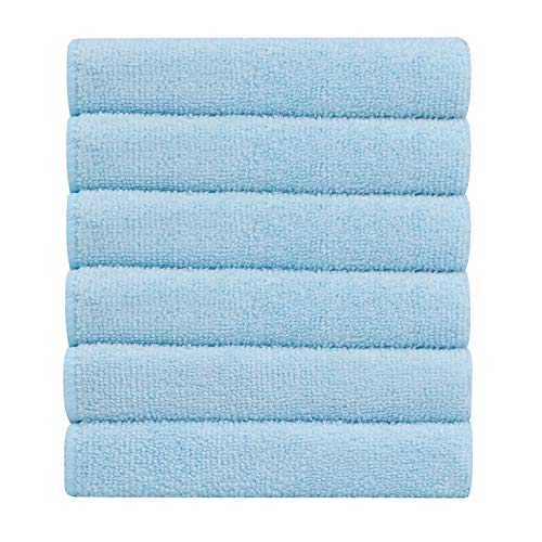 Bathla Spic & Span Multi Purpose Micro Fiber Cleaning Cloth - 340 GSM: 60cmx40cm (Pack of 6 - Light Blue)