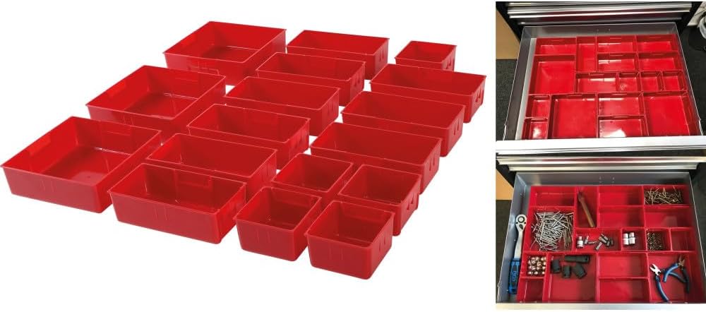 BGS 9550 | Plastic Strorage Trays | for Workshop Trolley | 17 pcs.