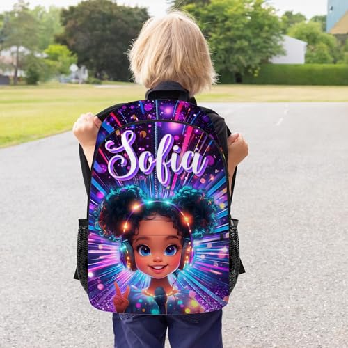 Personalized Cute Girl Backpack for Girls Custom 17" Toddler Adjustable Shoulders Bookbag with Side Pocket Name Customized Daypack Schoolbag for Student4