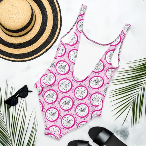 Dragon Fruit Swimsuit, Pink Tropical One-Piece2