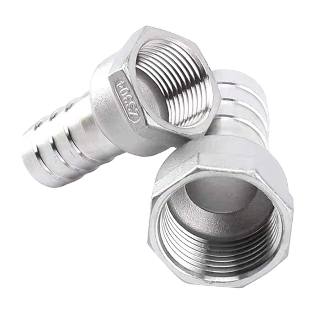 Tubo flessibile in acciaio inox da 1/4" a femmina da 1/4" per acqua aria gas combustibile (confezione da 3) (1-1/4" Barb x 1" femmina, tipo 1 (rotondo)