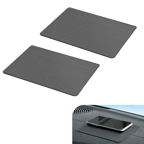 Dogary 2 PCS Car Dashboard Mat, Reusable Picky Pad, Center Console Anti - Slip Mats with Strong Adhesion, for Fixing Mobile Phones, Ornaments, Sunglasses, etc.(Black)