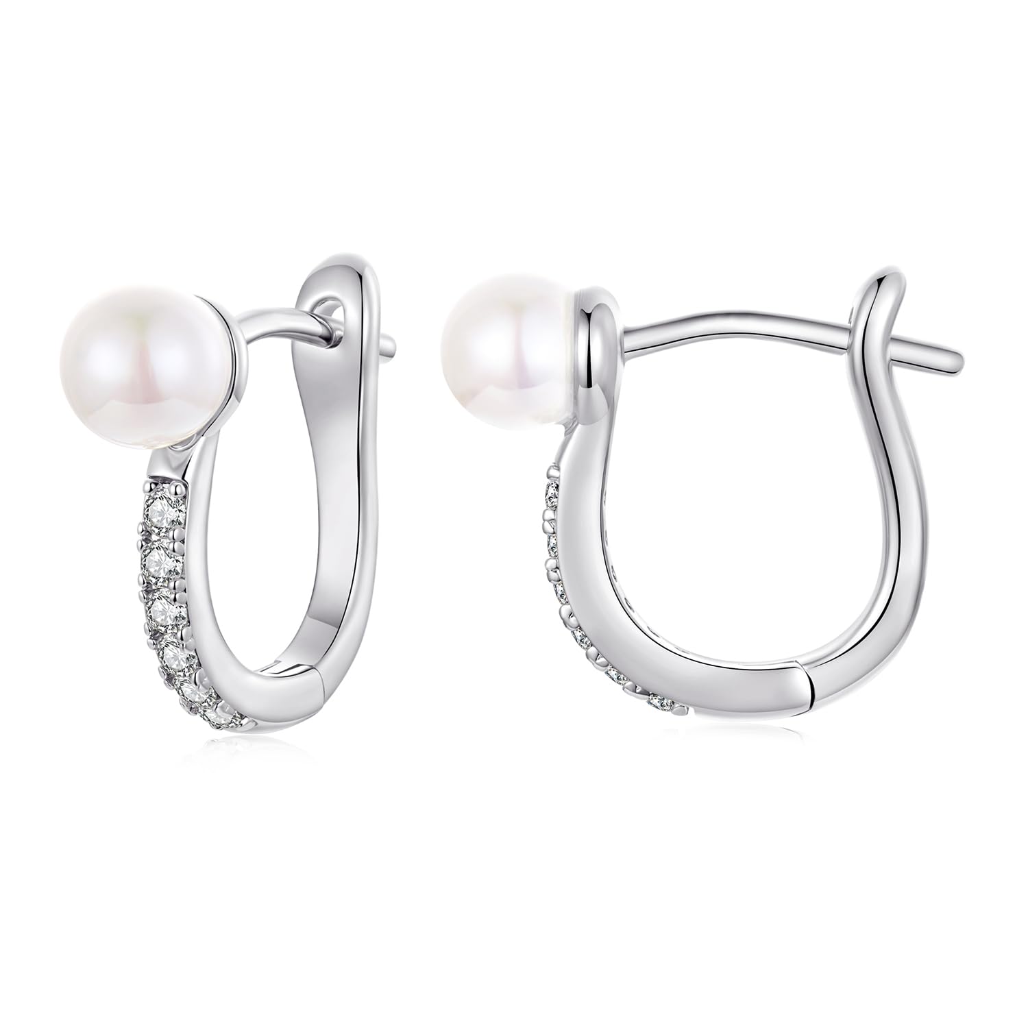 BISAER Silver Huggie Hoop Earrings for Women, 925 Sterling Silver Post Star Small Hoop Earrings Hypoallergenic Lightweight Everyday Jewelry Gift Cute