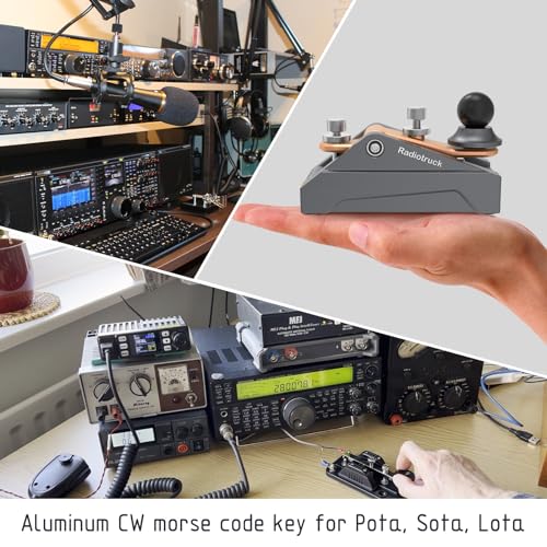Image of CW Telegraphy Key Auto Morse - Radio HAM Send Telegram Key Lambic Single Paddle Transmission Morse Code Key with Aluminum Alloy Body Base