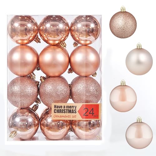 Christmas-Ball-Ornaments-Rose-Gold-24pcs-Christmas-Tree-Decorations-Plastic-Hanging-Ball-Decorative-Bolas-de-Navidad-6cm236inch
