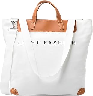 Donna Borsa Tracolla Casual Borsa Tote Grande Tela Borse a Mano Crossbody Bag Multifunzionale Borsetta per Shopping Viaggio Scuola Lavoro Uso Quotidiano Bianca