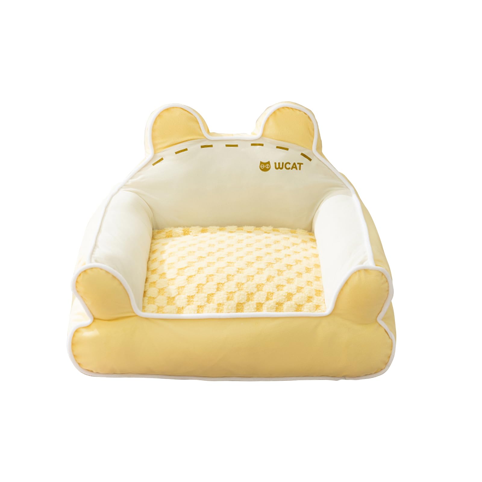 Galatée Dog Bed, Pet Sofa With Removable Washable Cover, Fluffy Dog Sofa With Non-Slip Bottom, Calming Cute Cat Nest, Orthopedic Foam Cat Bed(XL, Yellow)
