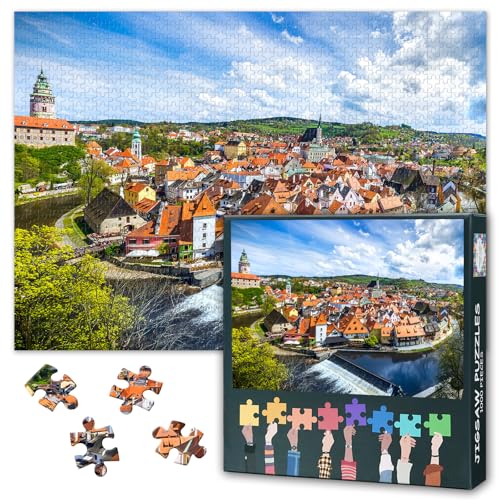 Cesky Krumlov Puzzles for Adults 1000 Pieces European Historical Center