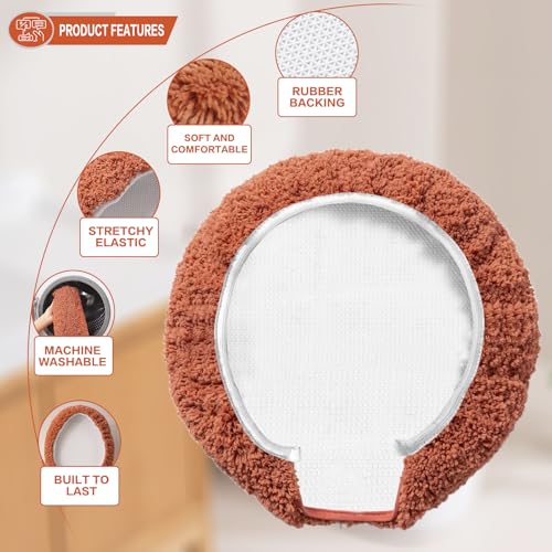Image of Microfiber Toilet Lid Cover, 17.5 inchx15 inch Fits Round Oblong and Elongated | Toilet Seat Covers for Bathroom, Machine Washable, Decorative Fuzzy fur Look Round Toilet Seat Cover Extra Soft Absorbent