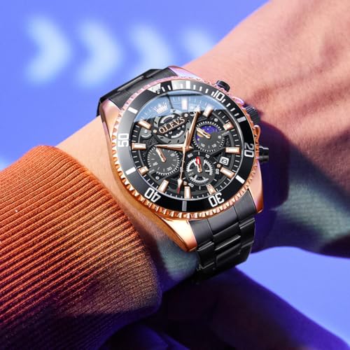 Image of OLEVS Watch for Men Original Branded Premium Mens Analog Quartz Watches Chronograph Stainless Steel 3ATM Waterproof Wrist Watch for Man