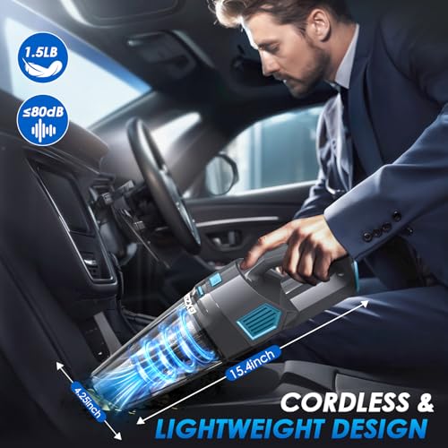 Image of Gxzsk Handheld Vacuum Cordless, 15000PA Strong Suction Hand Held Car Vacuum Cleaner Rechargeable, Portable Hand Vacuum with Multi-Nozzles & Washable Filter for Home Office, Car, Pets