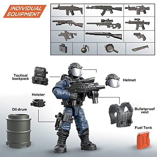MEIEST SWAT Model Equipment Assembly Building Block Toys,8 PCS City Police Action Mini-Figures with Multiple Military Weapons Accessories,Party Favors Set for Boys and Man - Image 4