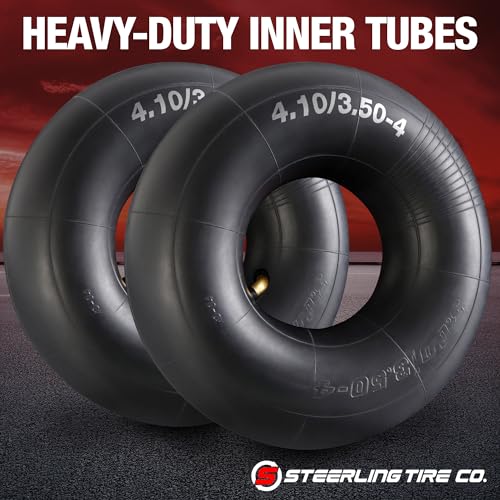 4.10/3.50-4 tube (2-Pack) Heavy Duty Replacement for Wheelbarrow tire tube, Lawn mower tire tubes, 4.10/3.50/4 - TR-87 Bent Valve Stem - Thumbnail 3