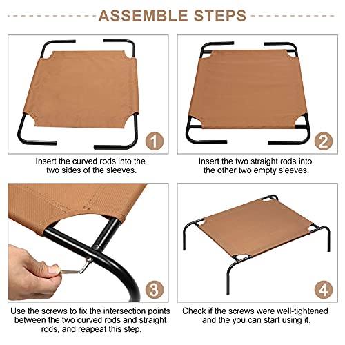 Oyeal Pet Cot Elevated Dog Cat Bed Portable Raised Pet Bed Durable Indoor & Outdoor Waterproof Dog Crates For Small & Medium Pets, Brown #TOP5