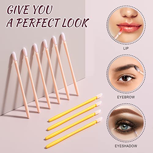Bs-Mall Disposable Lip Brush Bendable Concealers Eye Shadows Lip Nail Art 200 Pcs Set (Pink & Yellow) #TOP4