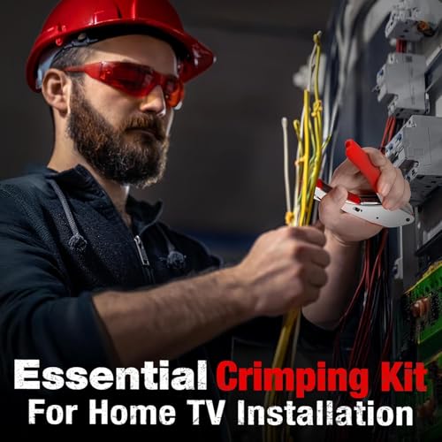 Coaxial Cable Crimper for RG59, RG6, 3-in-1 Coax Cable Repair Kit with Wire Stripper Adjustable for RG59, RG11, RG7, F-Type RG6 Connector for Satellite TV, Home Theater and Network Cabling (20)