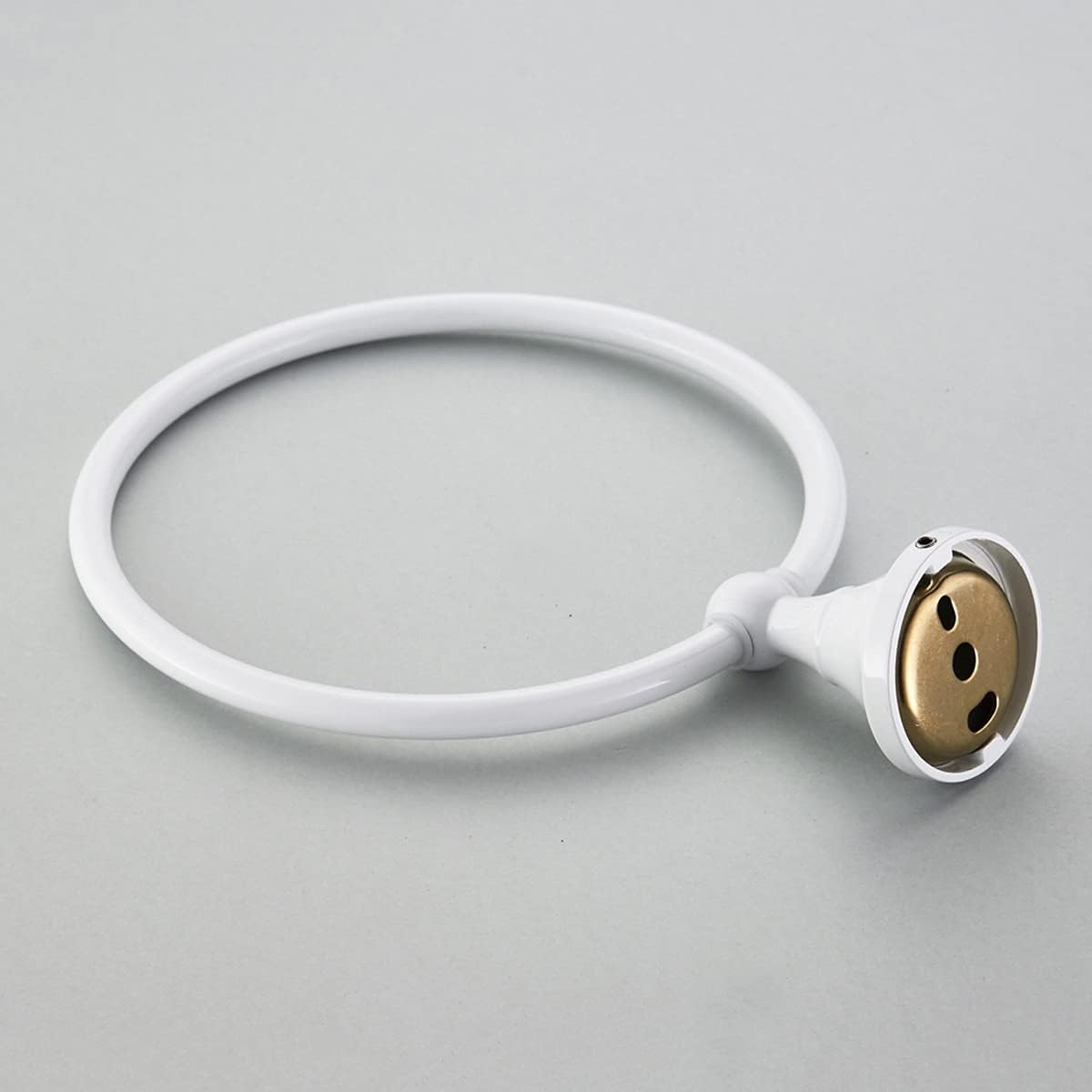 LSLYTQ White Round Towel Ring, Bathroom Round Antique Brushed Old Towel Rack, Towel Hanging Ring