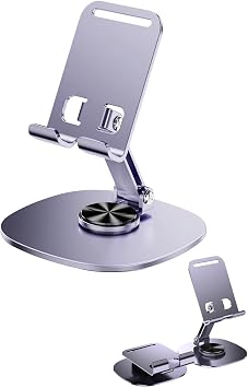 Kyrotech Metal Aluminum 360 Degree Rotatable Yk Design Desktop Phone Holder, Height Adjustable, Suitable for Professional Use, Shockproof, Compatible with All Phones