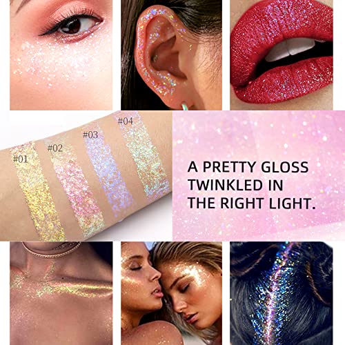 Dageda Holographic Body Glitter Gel,Color Changing Glitter Gel Under Light For Face, Body, And Hair, Glitter Body Face Gel Perfect For Festival Party Rave Accessories-1.7 Oz(Mysterious Purple) #TOP5