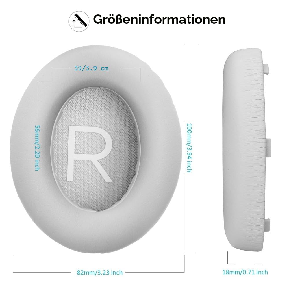 Ohrpolster für Bose 700 Noise Cancelling Kopfhörer (NC700) – Ohrpolster Ersatz mit weichem PU-Leder, luxuriöser Memory-Schaum, zusätzliche Dicke, extra langlebige Ohrpolster (Grau)