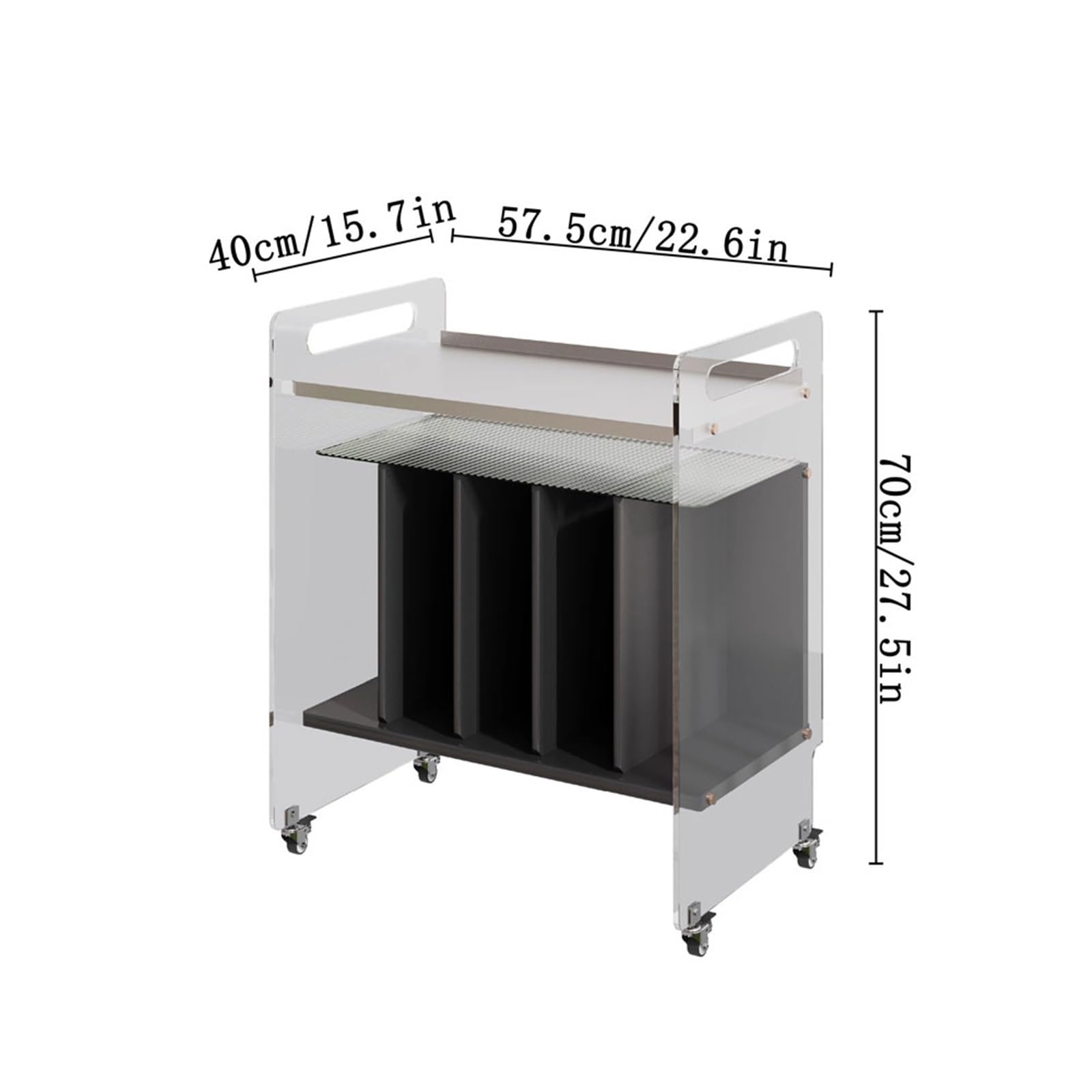 Stockage de CD Meuble de rangement en bois for disques vinyles et CD, avec roulettes supports acrylique Enregistrer